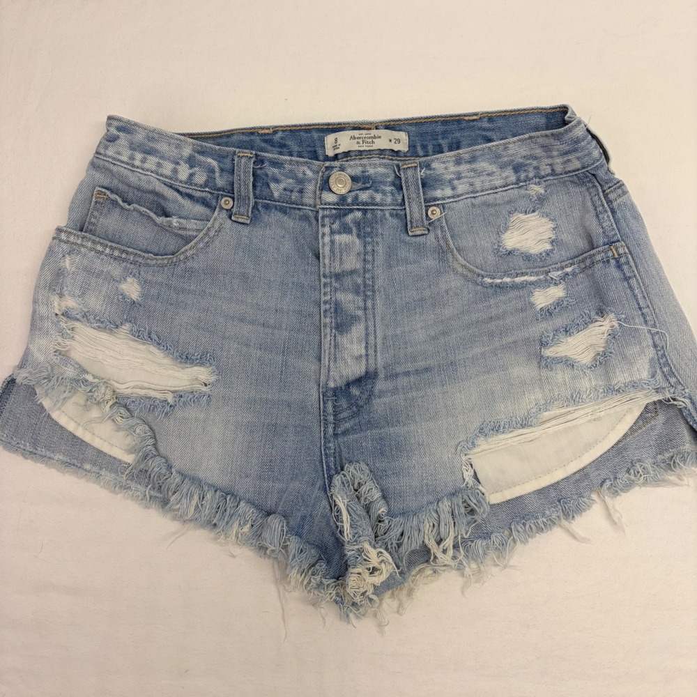 Abercrombie & Fitch Denim Cut Off Shorts Womens 8 Distressed High Rise Boho